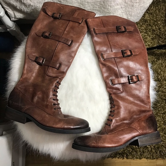 Vince Camuto Shoes - Vince Camuto Fenton Leather Tall Boots Distressed